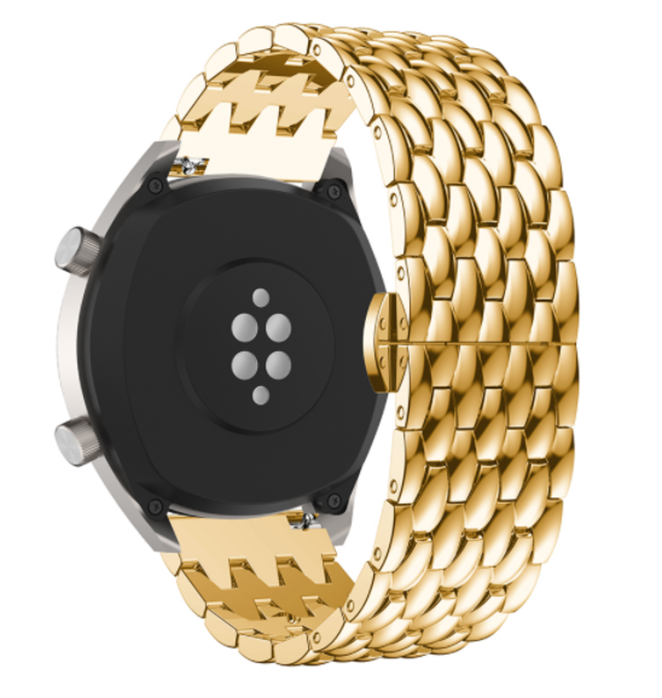 Strap-it® Strap-it Xiaomi Amazfit GTR Stahl-Drachenarmband (Gold)