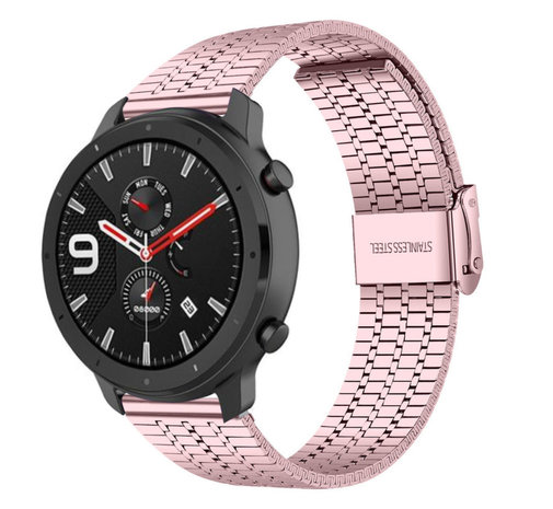 Strap-it® Strap-it Xiaomi Amazfit GTR Edelstahlarmband (Rosa)