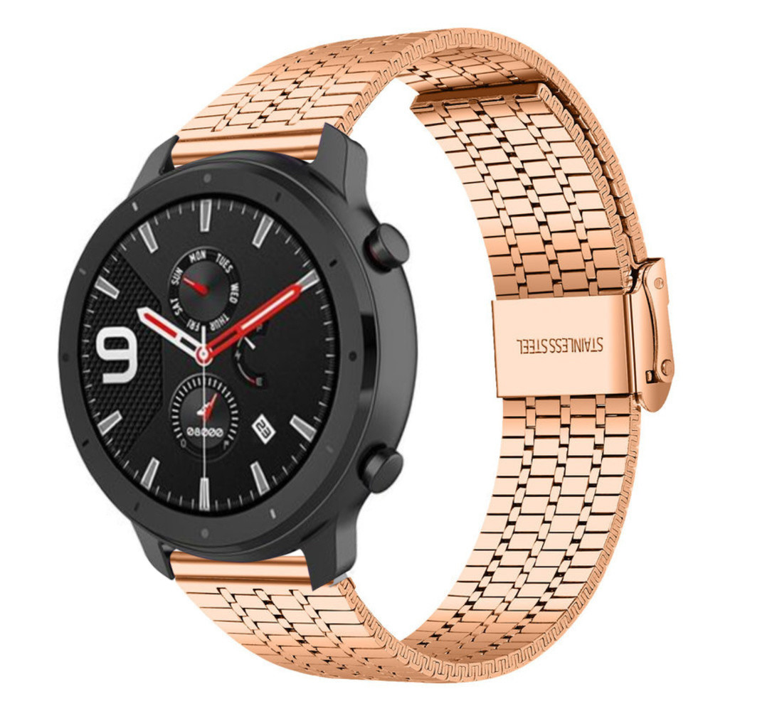 Strap-it® Strap-it Xiaomi Amazfit GTR Edelstahlarmband (Roségold)