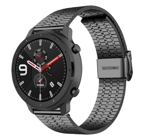 Strap-it® Strap-it Xiaomi Amazfit GTR Edelstahlarmband (Schwarz)