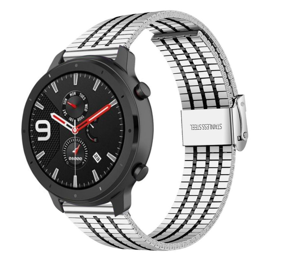 Strap-it® Strap-it Xiaomi Amazfit GTR Edelstahlarmband (Silber/Schwarz)