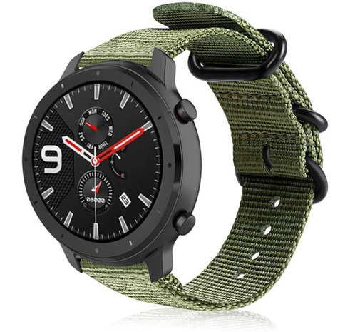 Strap-it® Strap-it Xiaomi Amazfit GTR Nylon Schnallenarmband (Grün)