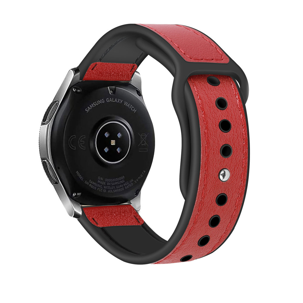 Strap-it® Strap-it Huawei Watch GT 2 Leder-Hybridarmband (Rot)