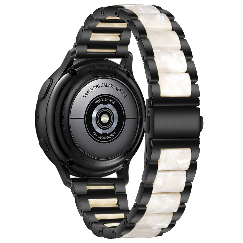 Strap-it® Strap-it Huawei Watch GT 2 Stahl Resin Armband (Schwarz/Weiß)
