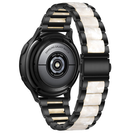Strap-it® Strap-it Huawei Watch GT 2 Stahl Resin Armband (Schwarz/Weiß)