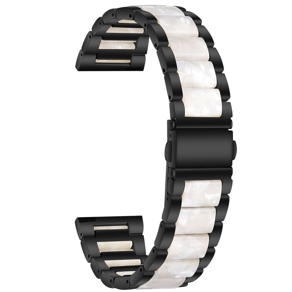 Strap-it® Strap-it Huawei Watch GT 2 Stahl Resin Armband (Schwarz/Weiß)