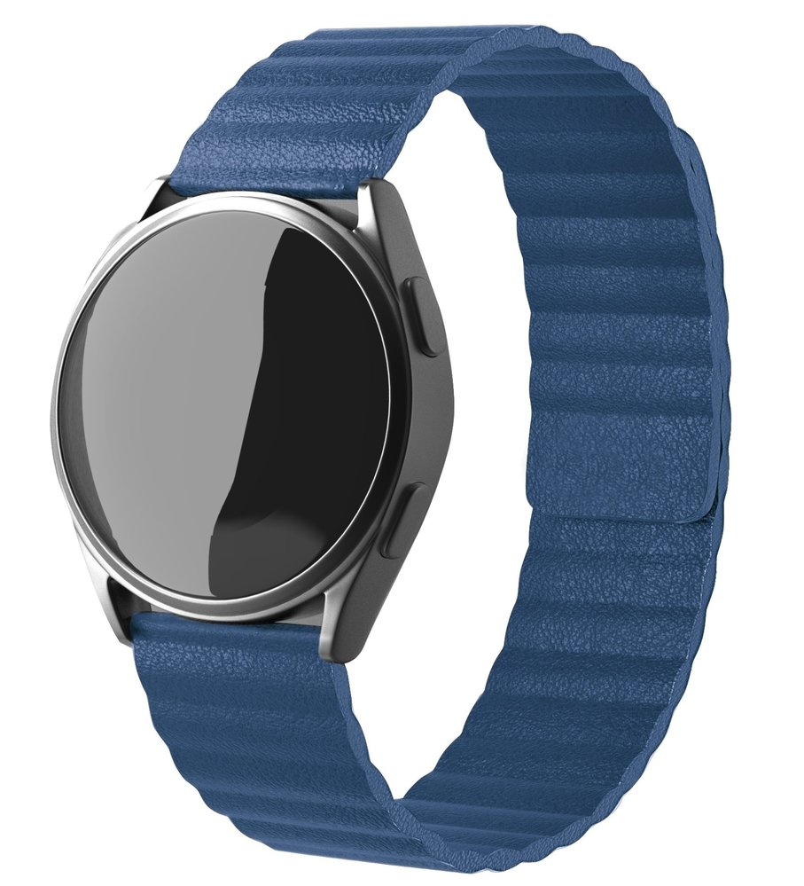 Strap-it® Strap-it Samsung Galaxy Watch 4 Classic 46mm Leder Armband Loop (Dunkelblau)
