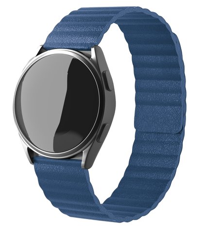 Strap-it® Strap-it Samsung Galaxy Watch 4 Classic 46mm Leder Armband Loop (Dunkelblau)