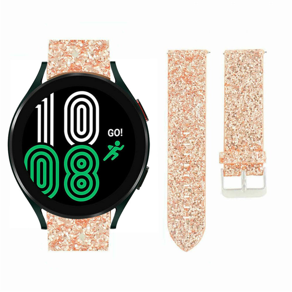 Strap-it® Strap-it Samsung Galaxy Watch 5 - 44mm Glitzerlederarmband (Roségold)