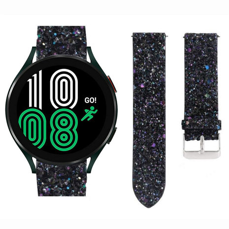Strap-it® Strap-it Samsung Galaxy Watch 5 Pro Glitzerlederarmband (Schwarz)