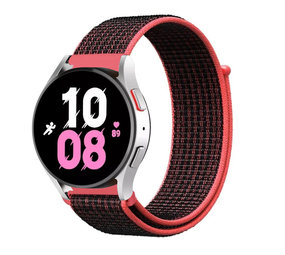 Strap-it® Samsung Galaxy Watch 5 - 44mm Nylonarmband (Schwarz/Rot) Strap-it® Samsung Galaxy Watch 5 - 44mm Nylonarmband (Schwarz/Rot)