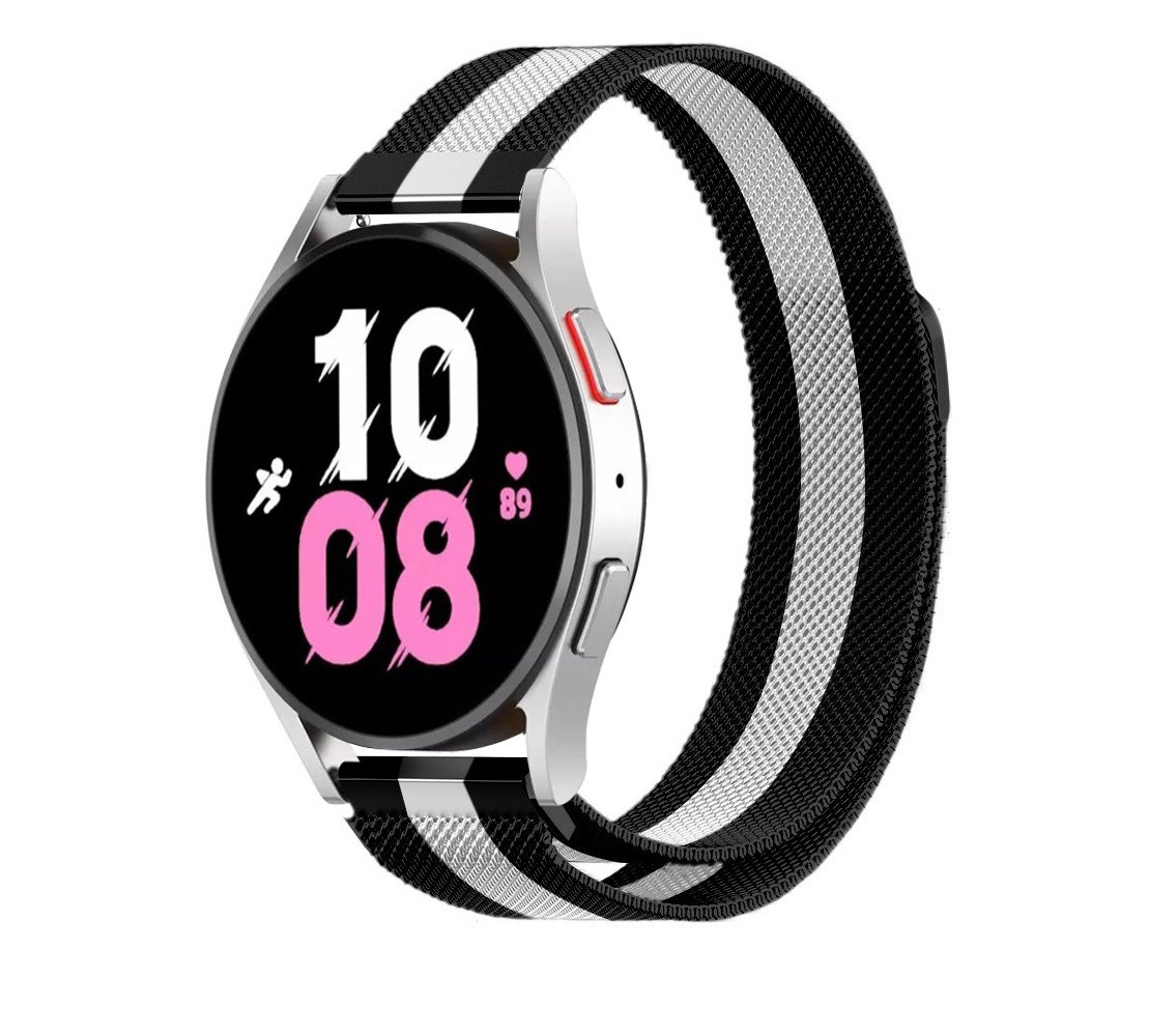 Strap-it® Strap-It Samsung Galaxy Watch 5 - 44mm Milanese Armband (Schwarz/Weiß)