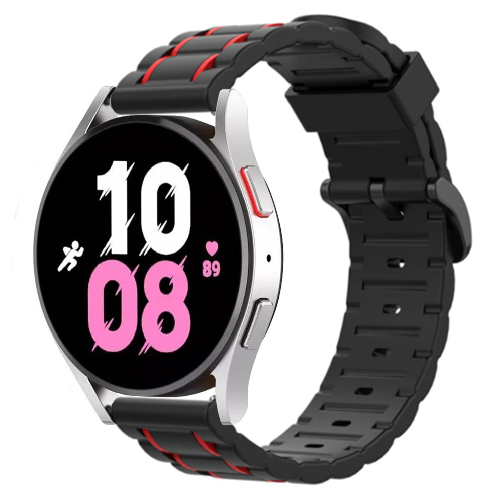Strap-it® Strap-it Samsung Galaxy Watch 5 - 44mm Sportschnallenarmband (Schwarz/Rot)