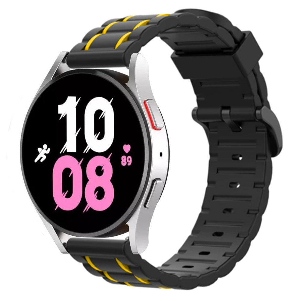 Strap-it® Strap-it Samsung Galaxy Watch 5 - 44mm Sportschnallenarmband (Schwarz/Gelb)