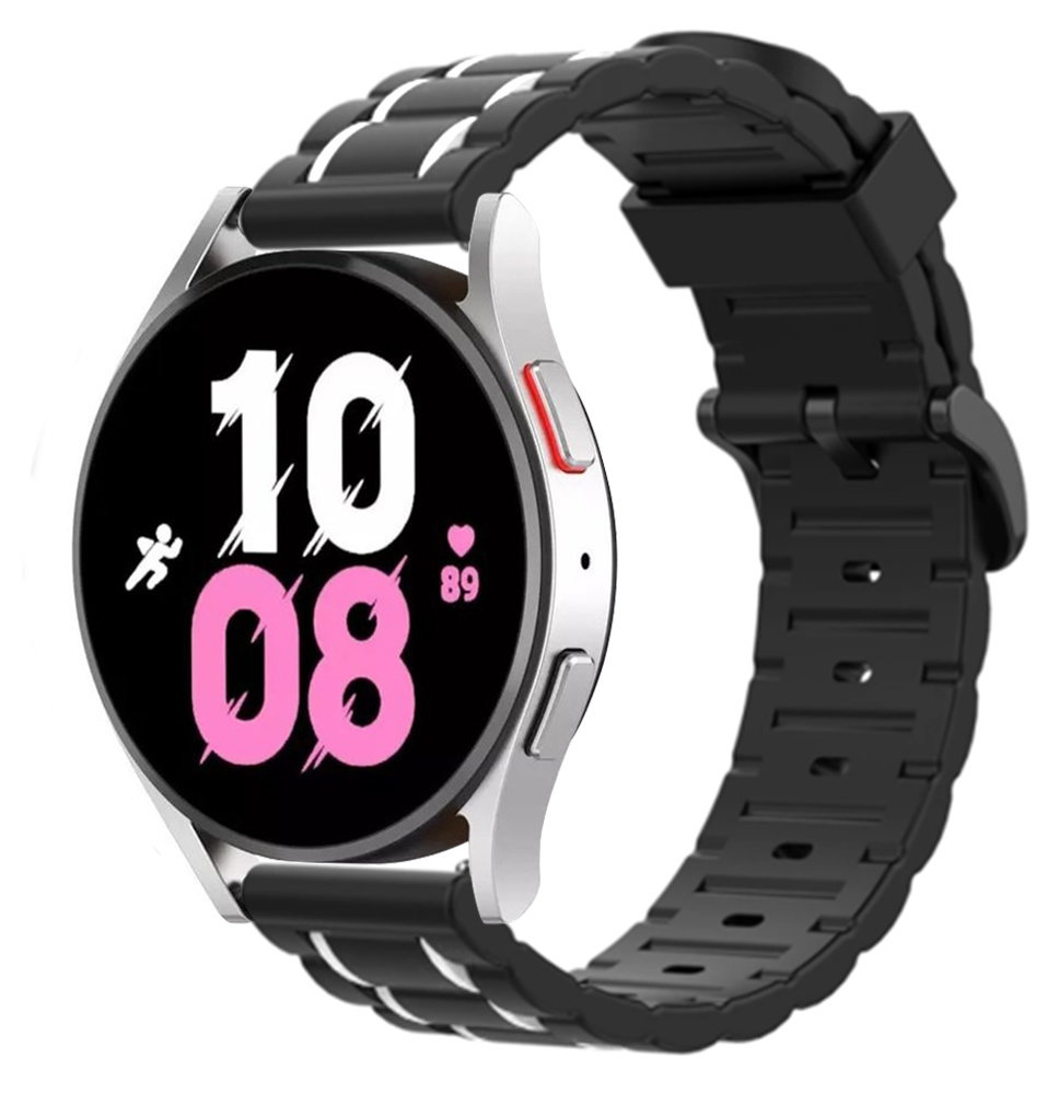 Strap-it® Strap-it Samsung Galaxy Watch 5 - 44mm Sportschnallenarmband (Schwarz/Weiß)