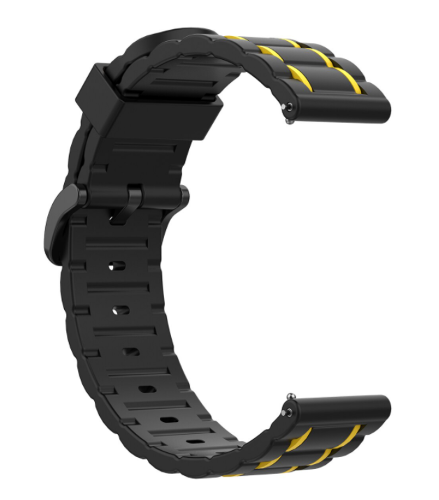 Strap-it® Strap-it Samsung Galaxy Watch 5 - 44mm Sportschnallenarmband (Schwarz/Gelb)