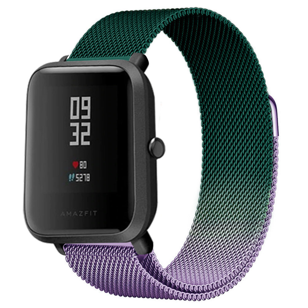 Strap-it® Strap-It Xiaomi Amazfit Bip Milanese Armband (Lila/Grün)