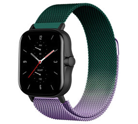 Strap-it® Amazfit GTS 2 Milanese Armband (Lila/Grün) Strap-it® Amazfit GTS 2 Milanese Armband (Lila/Grün)