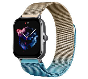 Strap-it® Amazfit GTS 3 Milanese Armband (Blau/Gold) Strap-it® Amazfit GTS 3 Milanese Armband (Blau/Gold)