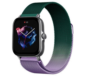 Strap-it® Amazfit GTS 3 Milanese Armband (Lila/Grün) Strap-it® Amazfit GTS 3 Milanese Armband (Lila/Grün)