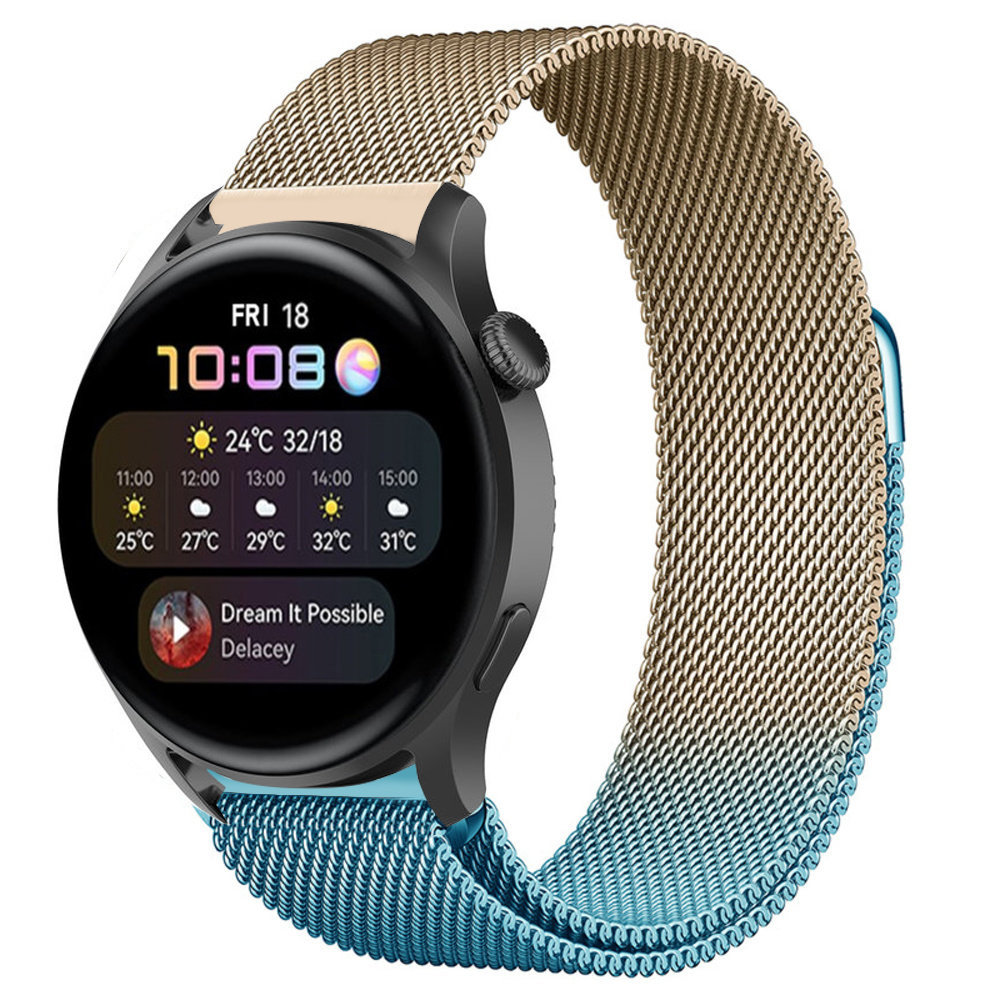 Strap-it® Strap-It Huawei Watch 3 (Pro) Milanese Armband (Blau/Gold)