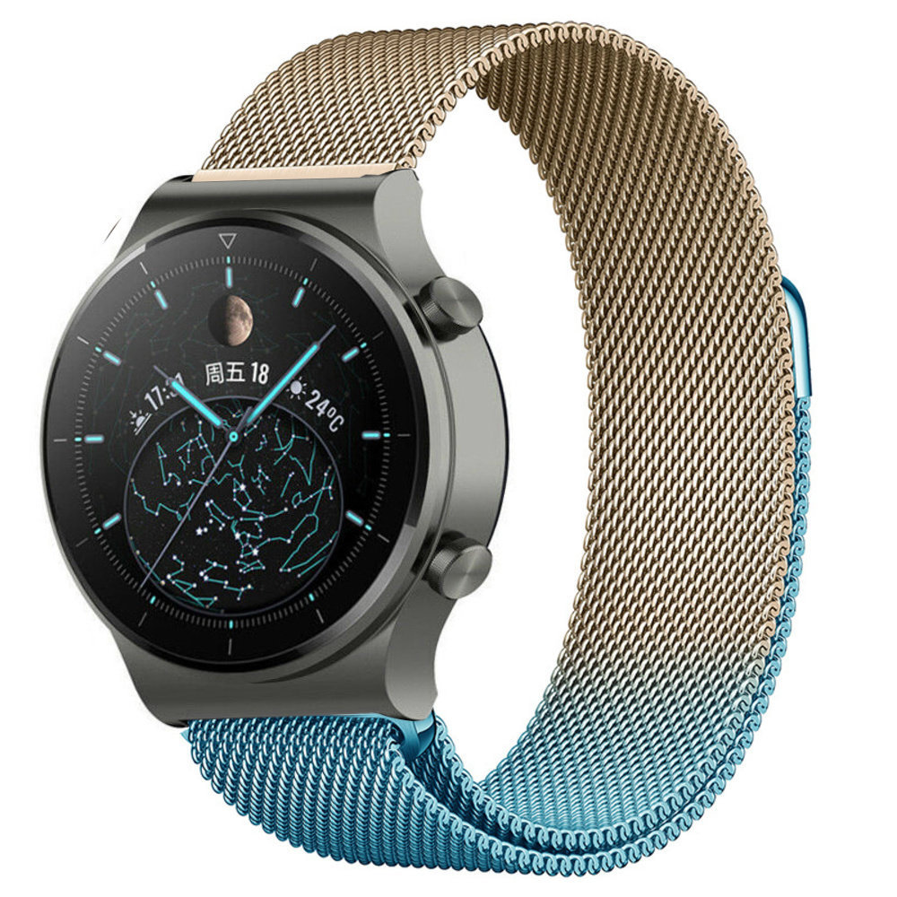 Strap-it® Strap-It Huawei Watch GT 2 Pro Milanese Armband (Blau/Gold)