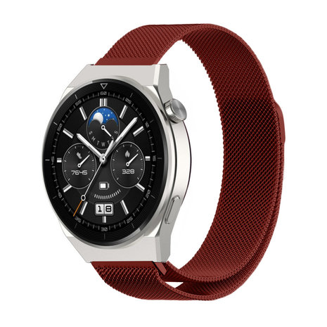 Strap-it® Strap-It Huawei Watch GT 3 Pro 46mm Milanese Armband (Rot)