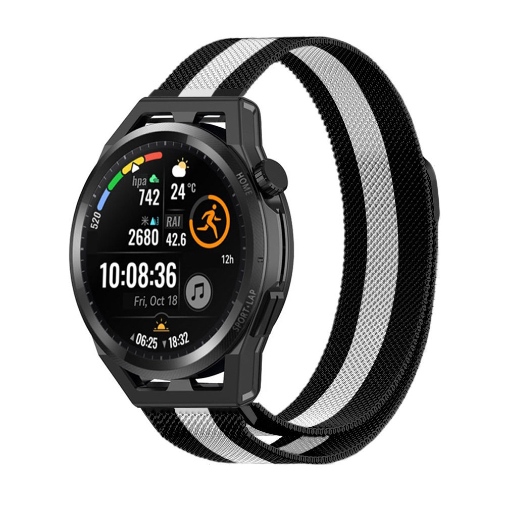 Strap-it® Strap-It Huawei Watch GT Runner Milanese Armband (Schwarz/Weiß)