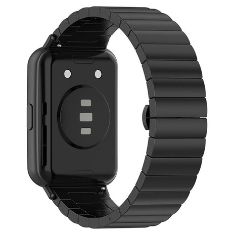 Strap-it® Strap-it Huawei Watch Fit 2 Metallarmband (Schwarz)