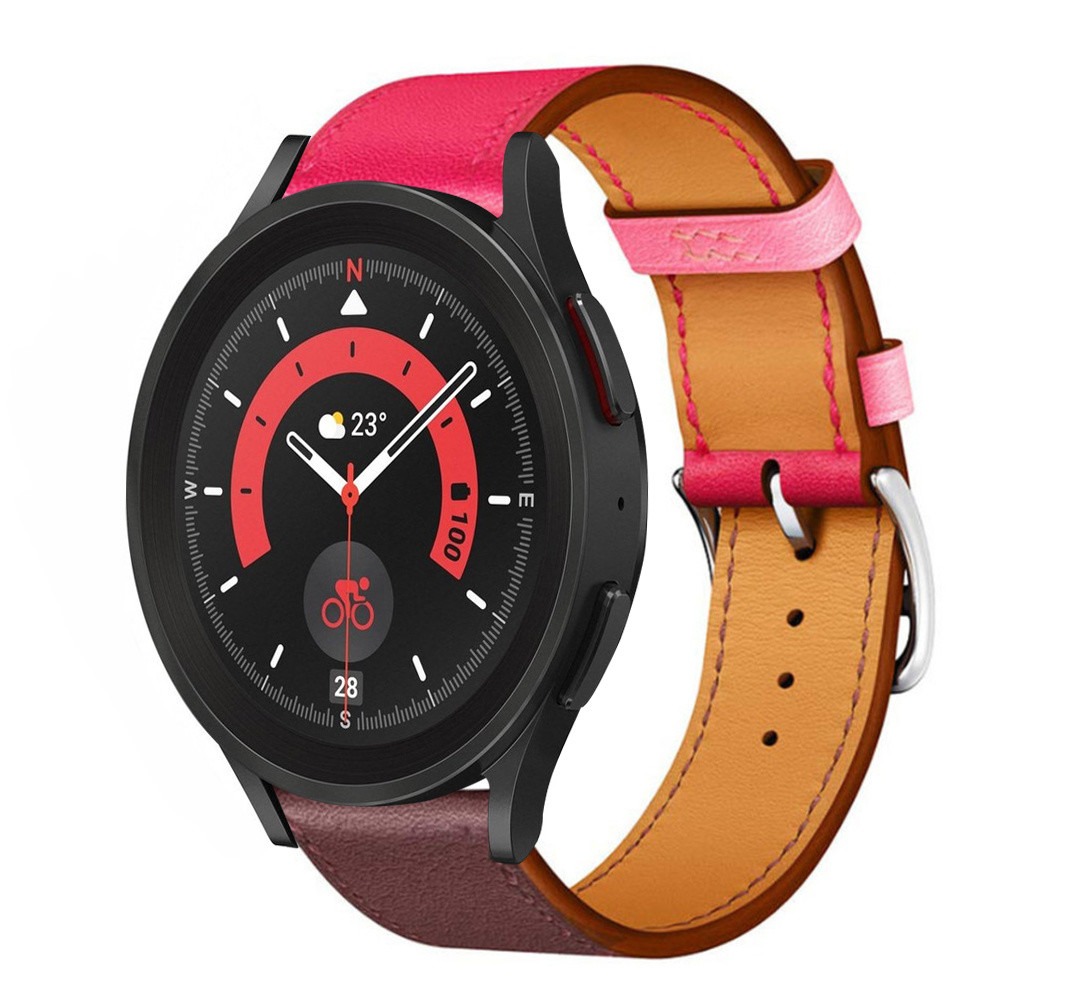 Strap-it® Strap-it Samsung Galaxy Watch 5 Pro Lederarmband (Rosa/Rotbraun)
