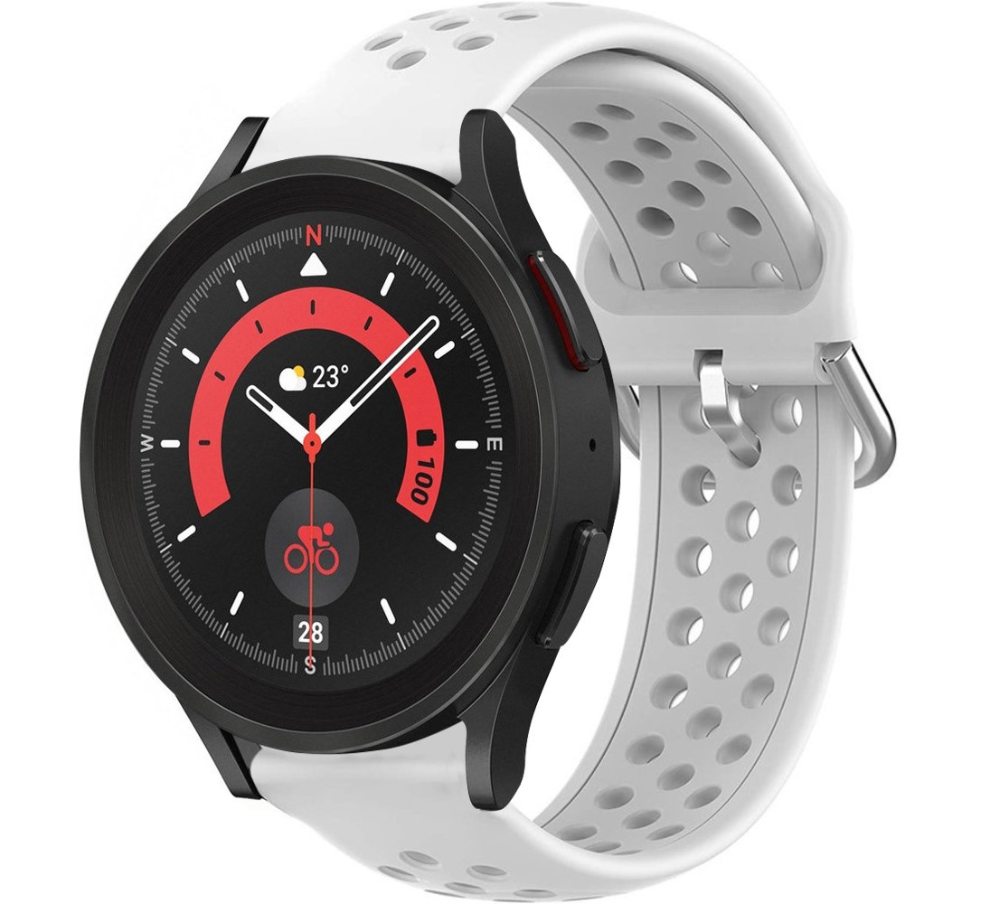 Strap-it® Strap-it Samsung Galaxy Watch 5 Pro Silikonarmband mit Löchern (Weiß)