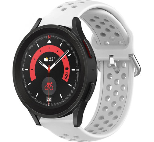 Strap-it® Strap-it Samsung Galaxy Watch 5 Pro Silikonarmband mit Löchern (Weiß)
