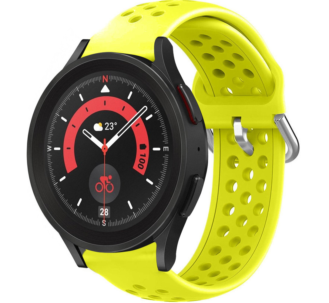 Strap-it® Strap-it Samsung Galaxy Watch 5 Pro Silikonarmband mit Löchern (Gelb)