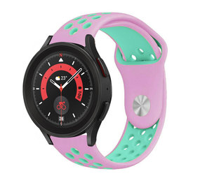 Strap-it® Samsung Galaxy Watch 5 Pro Sportarmband (Rosa/Aqua) Strap-it® Samsung Galaxy Watch 5 Pro Sportarmband (Rosa/Aqua)