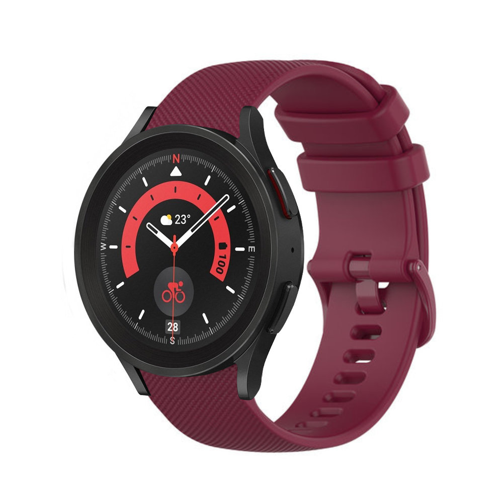 Strap-it® Strap-it Samsung Galaxy Watch 5 Pro Luxus-Silikonarmband (DunkelRot)