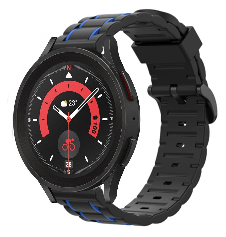 Strap-it® Strap-it Samsung Galaxy Watch 5 Pro Sportschnallenband (Schwarz/Blau)
