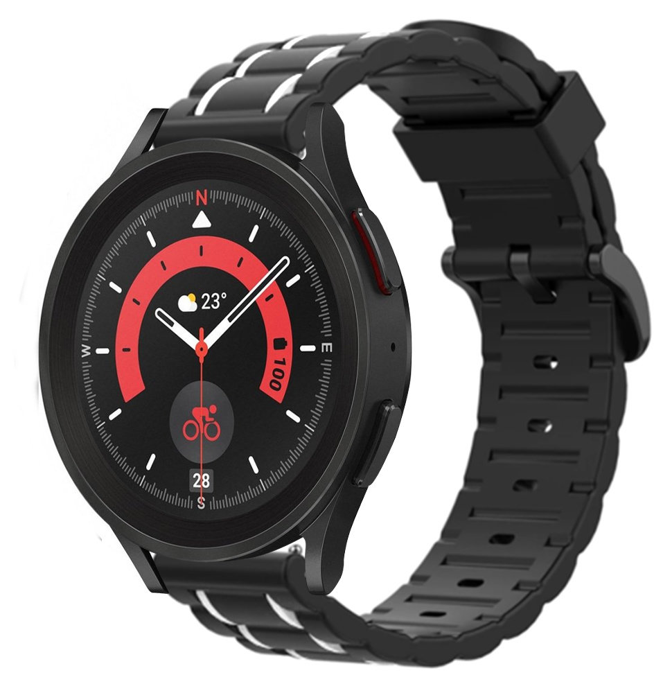 Strap-it® Strap-it Samsung Galaxy Watch 5 Pro Sportschnallenband (Schwarz/Weiß)