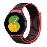 Strap-it® Samsung Galaxy Watch 5 - 40mm Nylonarmband (Schwarz/Rot) Strap-it® Samsung Galaxy Watch 5 - 40mm Nylonarmband (Schwarz/Rot)