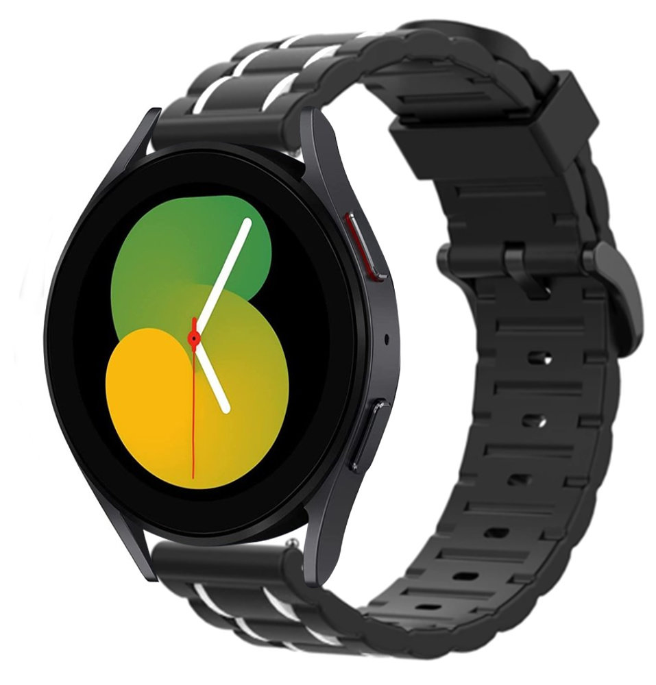 Strap-it® Strap-it Samsung Galaxy Watch 5 - 40mm Sportschnallenarmband (Schwarz/Weiß)