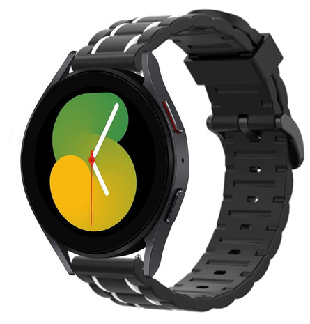 Strap-it® Strap-it Samsung Galaxy Watch 5 - 40mm Sportschnallenarmband (Schwarz/Weiß)