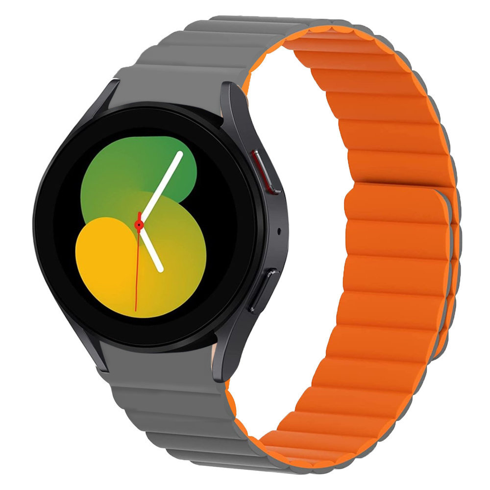 Samsung Galaxy Watch 5 40mm Magnetisches Silikonarmband Grau Orange Smartwatcharmbaender De