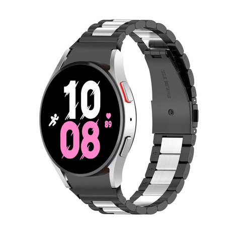 Strap-it® Strap-it Samsung Galaxy Watch 5 - 44mm Stahlgliederband (Schwarz/Silber)