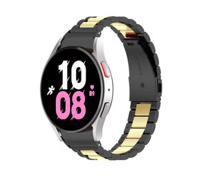 Strap-it® Samsung Galaxy Watch 5 - 44mm Stahlgliederband (Schwarz/Gold) Strap-it® Samsung Galaxy Watch 5 - 44mm Stahlgliederband (Schwarz/Gold)