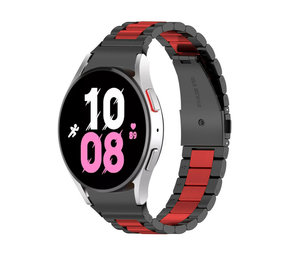 Strap-it® Samsung Galaxy Watch 5 - 44mm Stahlgliederband (Schwarz/Rot) Strap-it® Samsung Galaxy Watch 5 - 44mm Stahlgliederband (Schwarz/Rot)