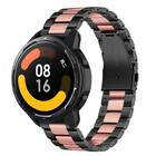 Strap-it® Strap-it Xiaomi Watch S1 Stahlarmband (Schwarz/Rosa)