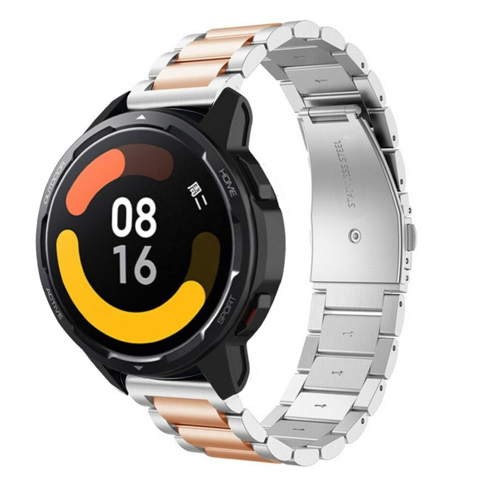 Strap-it® Strap-it Xiaomi Watch S1 Stahlarmband (Silber/RoséGold)