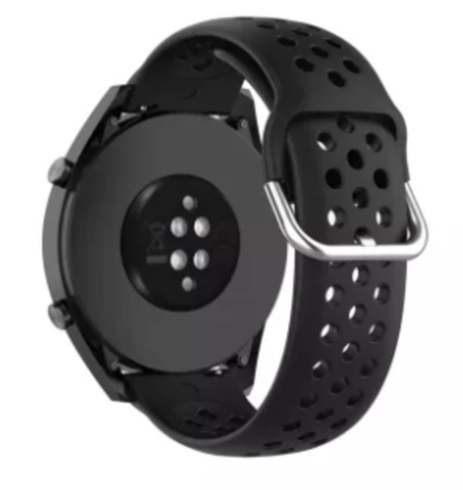 Strap-it® Strap-it Xiaomi Amazfit GTR Silikonband mit Löchern (Schwarz)