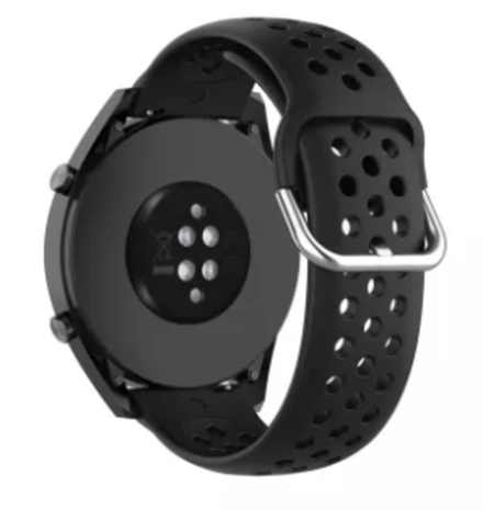 Strap-it® Strap-it Xiaomi Amazfit GTR Silikonband mit Löchern (Schwarz)