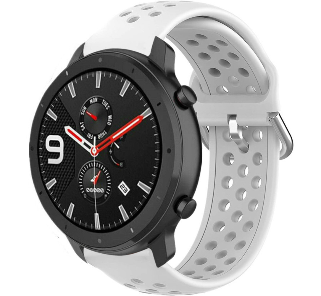 Strap-it® Strap-it Xiaomi Amazfit GTR Silikonband mit Löchern (Weiß)