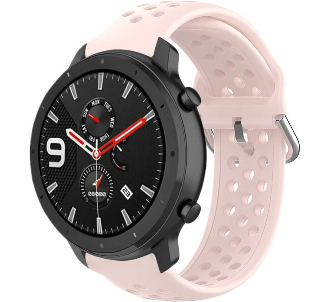 Strap-it® Strap-it Xiaomi Amazfit GTR Silikonband mit Löchern (Rosa)